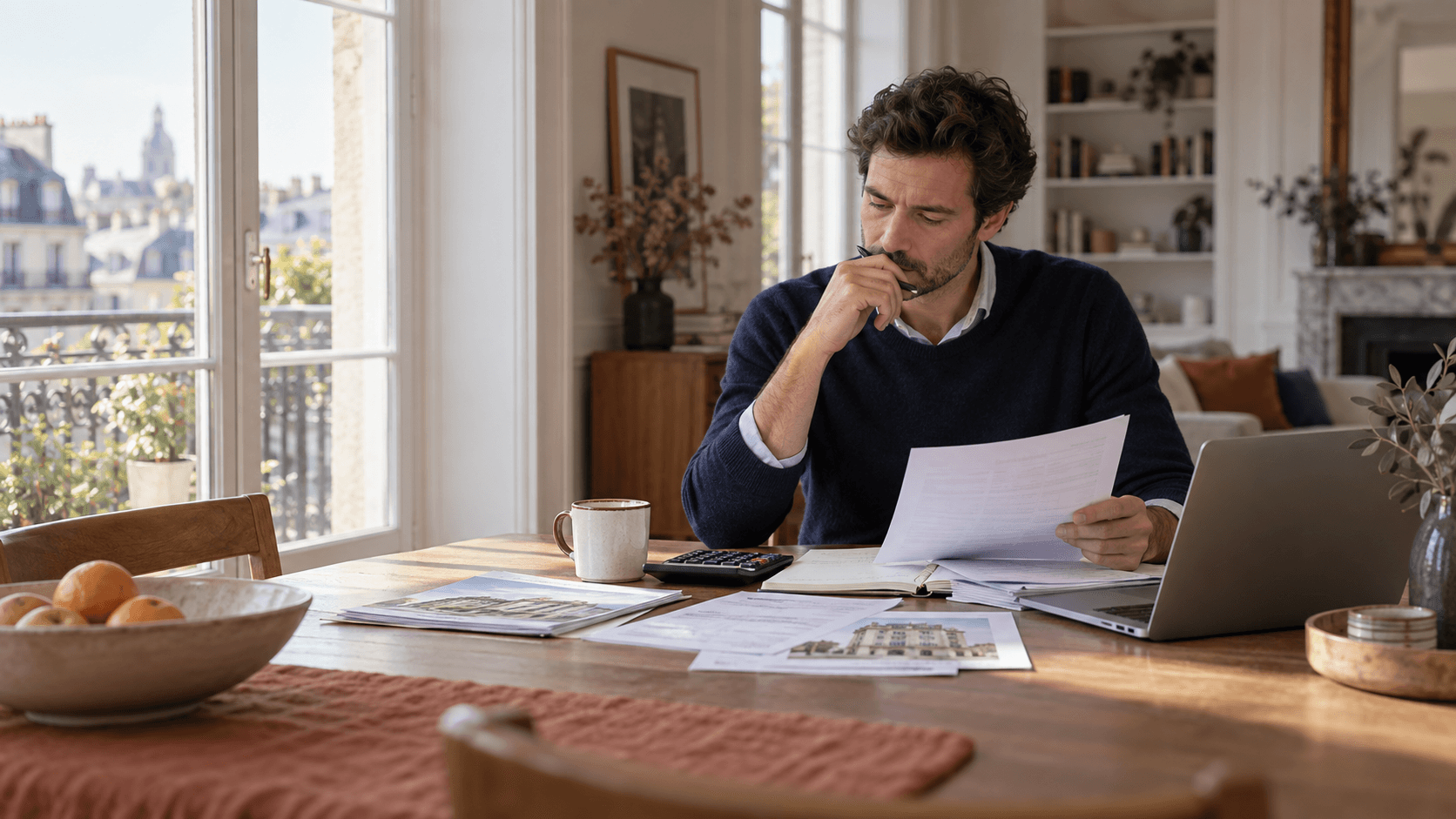 Propriétaire examinant les documents fiscaux de son investissement locatif