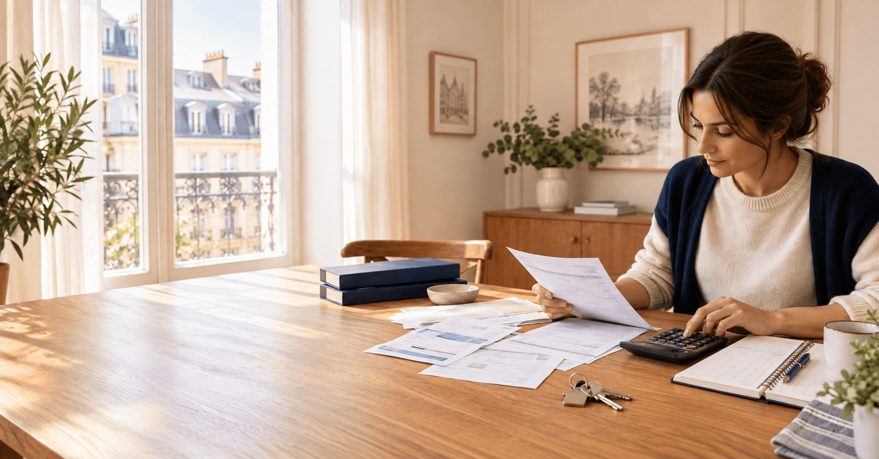 Propriétaire rapprochant factures et tableau de charges locatives